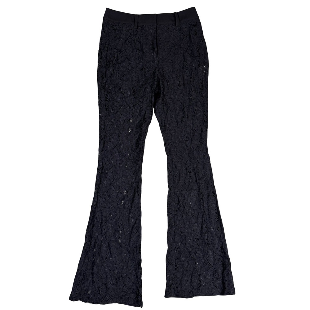 NWT Avec Les Filles Black Lace Flare Pants High Rise NWT Size S 40021286